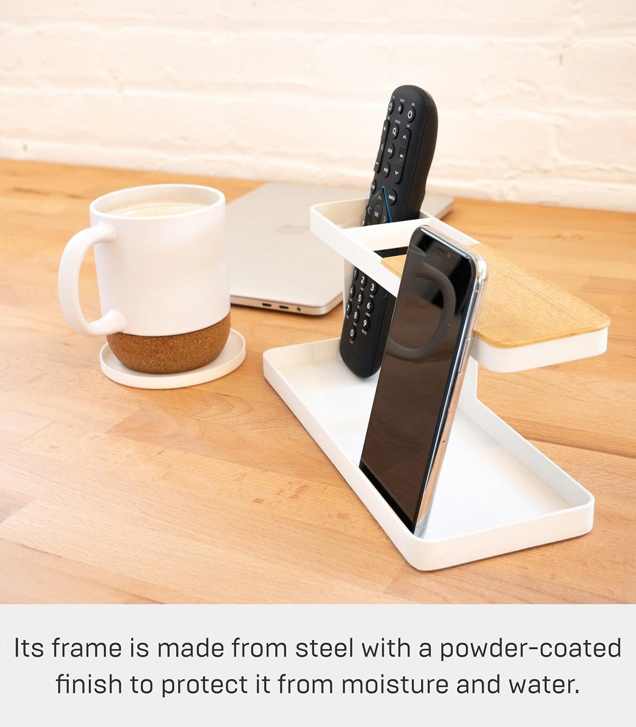 image:imageYAMAZAKI Home Tower Desk Bar Wood amp Steel Organizer SteelWhite