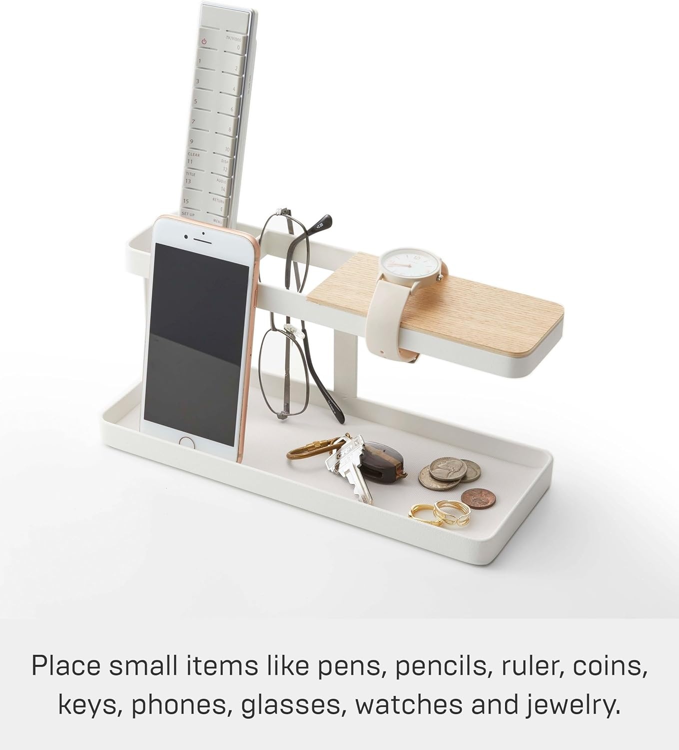 image:imageYAMAZAKI Home Tower Desk Bar Wood amp Steel Organizer SteelWhite