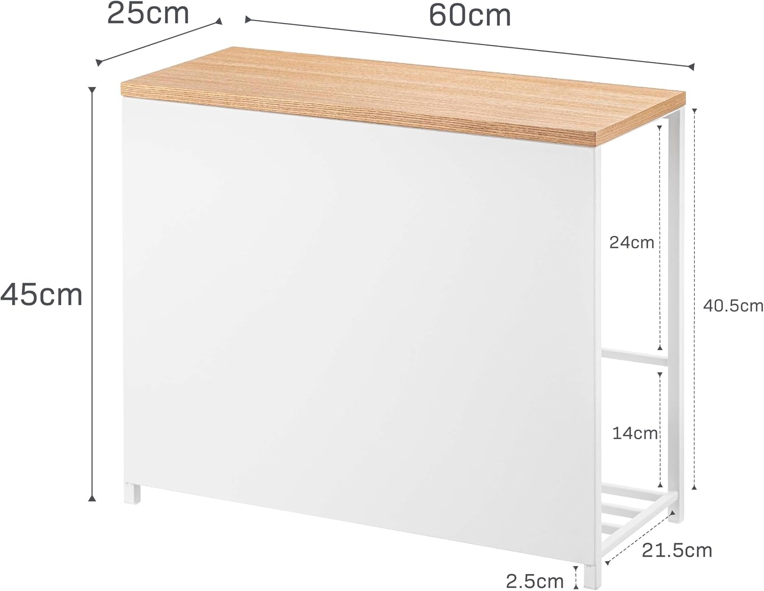 image:imageYAMAZAKI Home Tower Entryway Storage Shelf Rack for Slippers Shoes Boots Or Bags Metal Entrance Mudroom Storage with Sturdy Wooden Bench Top 18 Steel WoodWhite