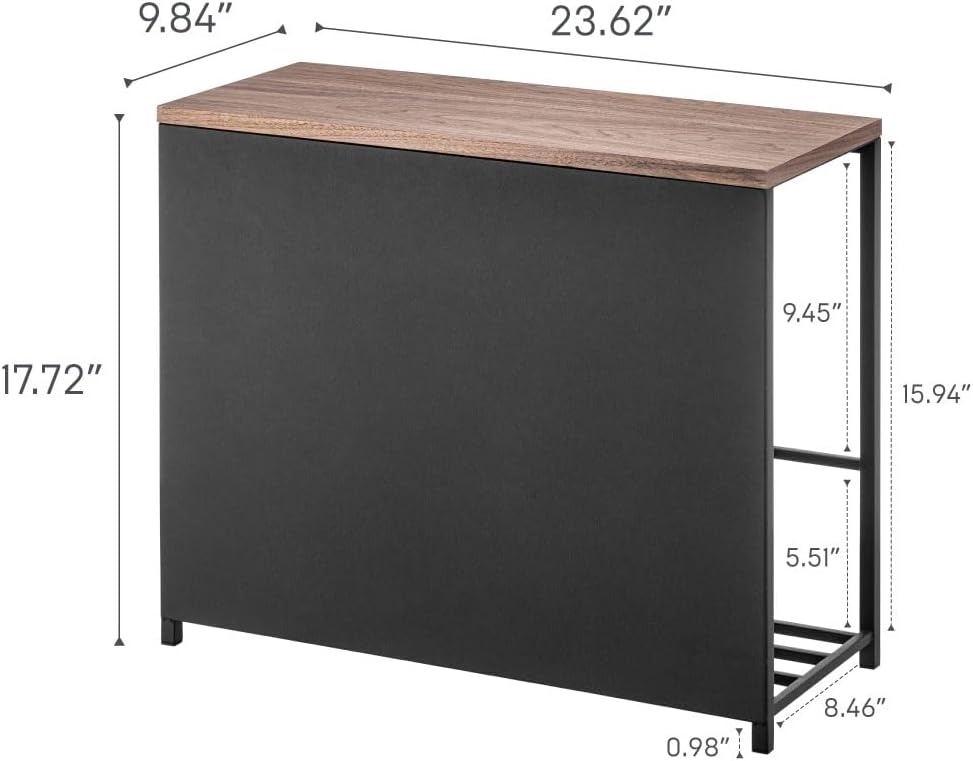 image:imageYAMAZAKI Home Tower Entryway Storage Shelf Rack for Slippers Shoes Boots Or Bags Metal Entrance Mudroom Storage with Sturdy Wooden Bench Top 18 Steel WoodBlack