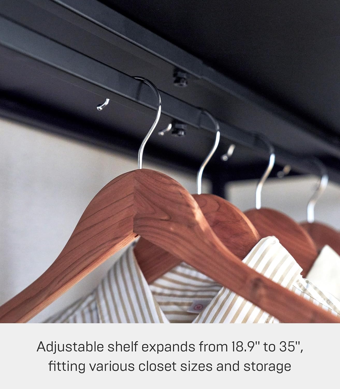 image:imageYAMAZAKI Home Tower Expandable Over Suitcase Shelf Closet Luggage Organization Clothes Hanger Metal Shelf SteelBlack
