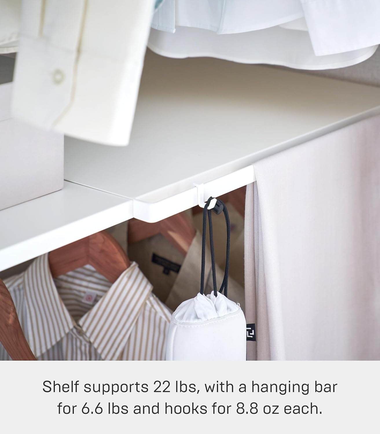 image:imageYAMAZAKI Home Tower Expandable Over Suitcase Shelf Closet Luggage Organization Clothes Hanger Metal Shelf SteelWhite
