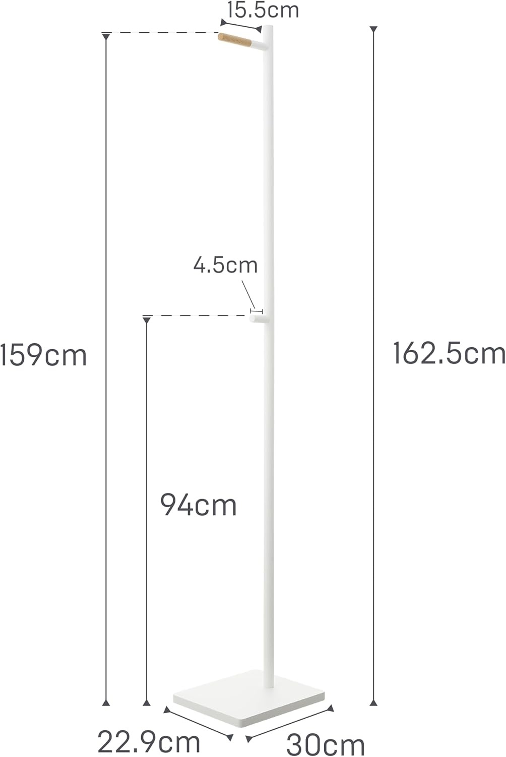 image:imageYAMAZAKI Home Tower Freestanding Modern Coat Hook Hanger For Entryway Office Or Bedroom With Wooden Accent 6398 Steel WoodWhite