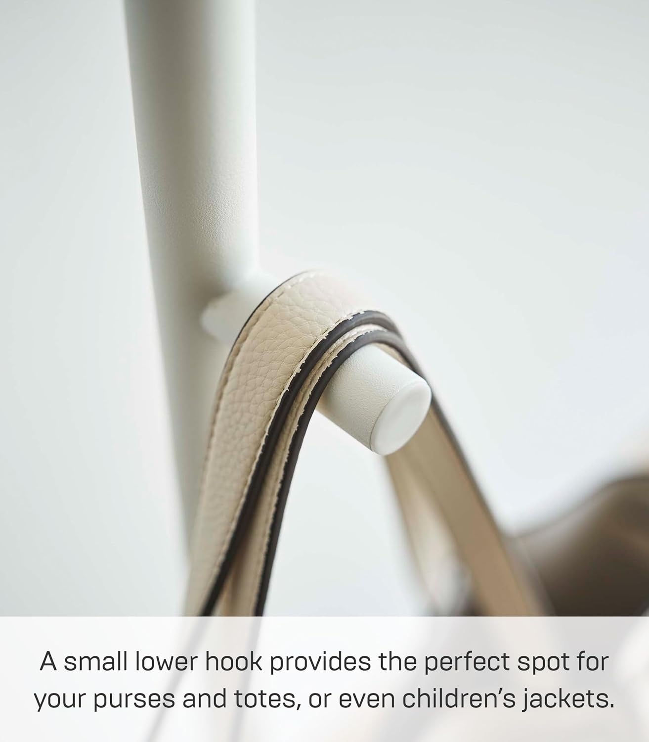 image:imageYAMAZAKI Home Tower Freestanding Modern Coat Hook Hanger For Entryway Office Or Bedroom With Wooden Accent 6398 Steel WoodWhite