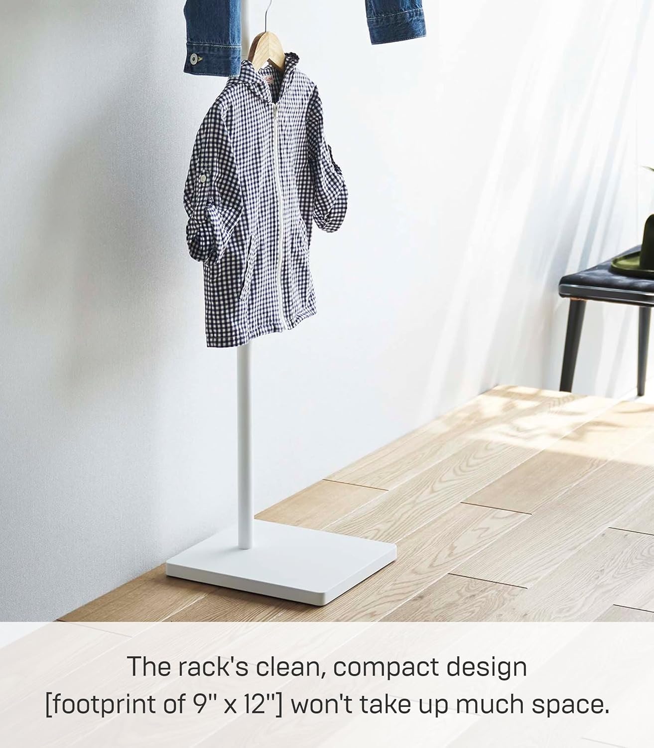 image:imageYAMAZAKI Home Tower Freestanding Modern Coat Hook Hanger For Entryway Office Or Bedroom With Wooden Accent 6398 Steel WoodWhite