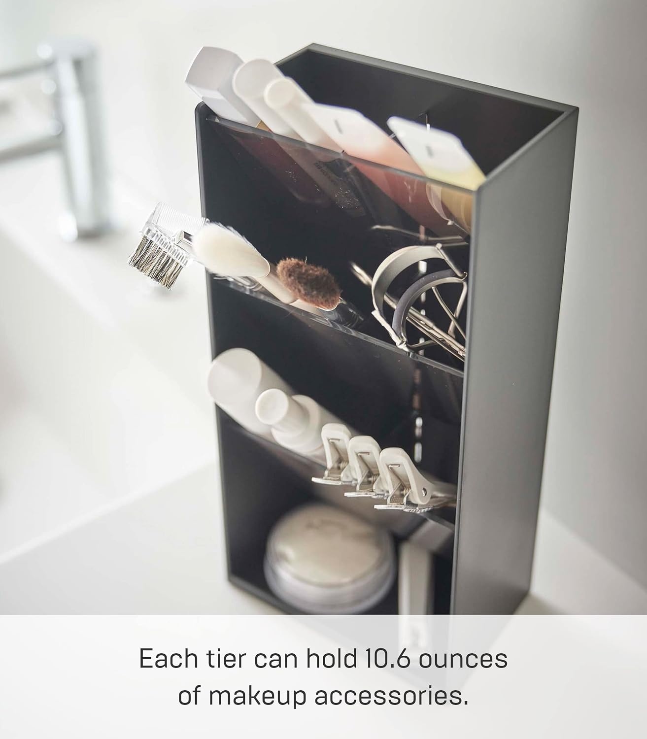 image:imageYAMAZAKI Home Tower Jewelry amp Makeup Organizer Standup Cosmetic Storage Box Display Case Angled Abs PlasticBlack