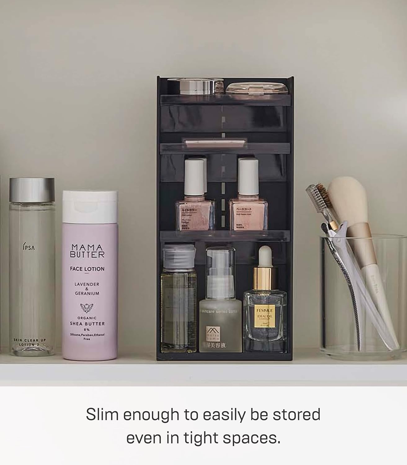 image:imageYAMAZAKI Home Tower Jewelry amp Makeup Organizer Standup Cosmetic Storage Box Display Case Flat Abs PlasticBlack