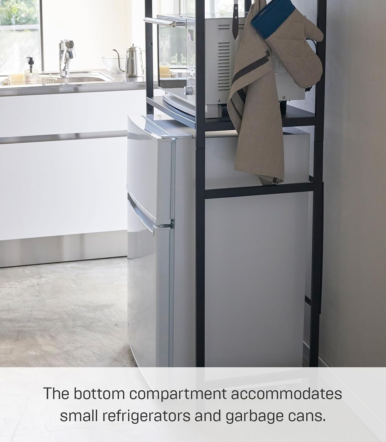 image:imageYAMAZAKI Home Tower Kitchen Appliance Storage Rack Metal Shelving Unit Standing Organizer Heavy Duty Shelves 67Inch Fridge 67 SteelBlack