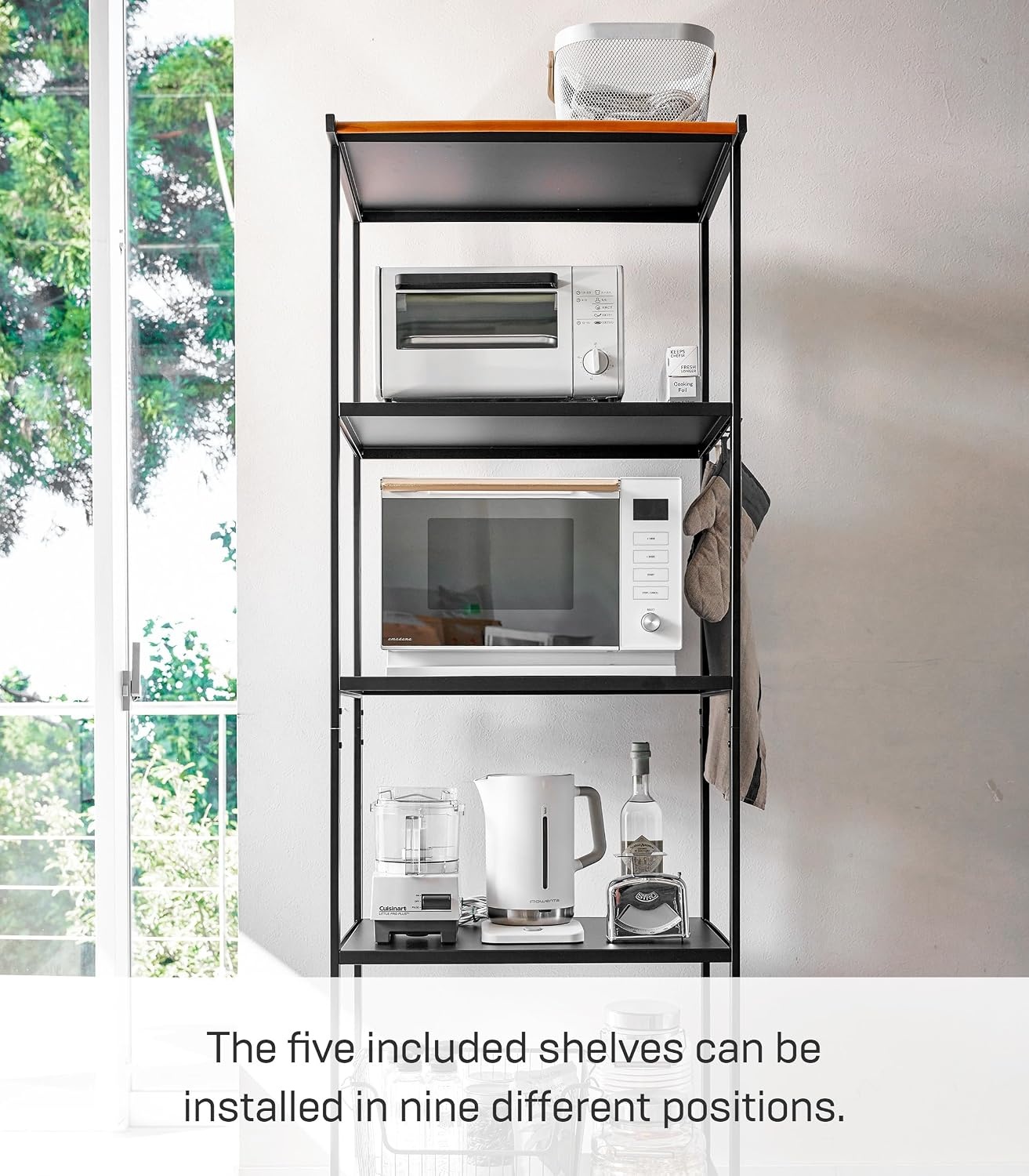 image:imageYAMAZAKI Home Tower Kitchen Appliance Storage Rack Metal Shelving Unit Standing Organizer Heavy Duty Shelves 67Inch Fridge 67 SteelBlack