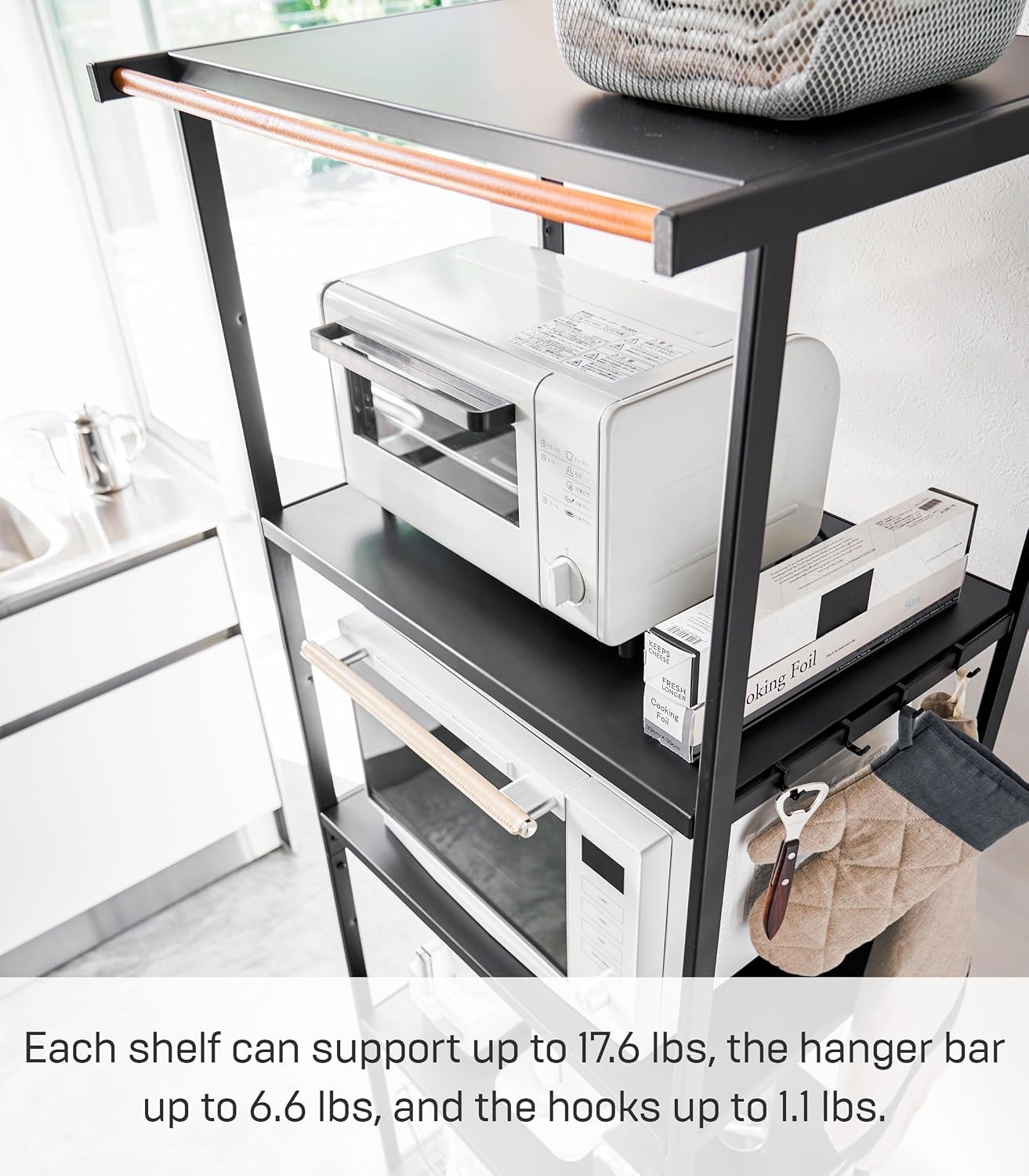 image:imageYAMAZAKI Home Tower Kitchen Appliance Storage Rack Metal Shelving Unit Standing Organizer Heavy Duty Shelves 67Inch Fridge 67 SteelBlack