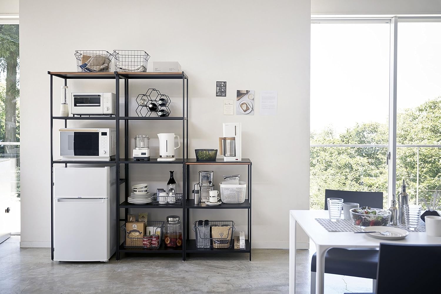 image:imageYAMAZAKI Home Tower Kitchen Appliance Storage Rack Metal Shelving Unit Standing Organizer Heavy Duty Shelves 67Inch Fridge 67 SteelBlack
