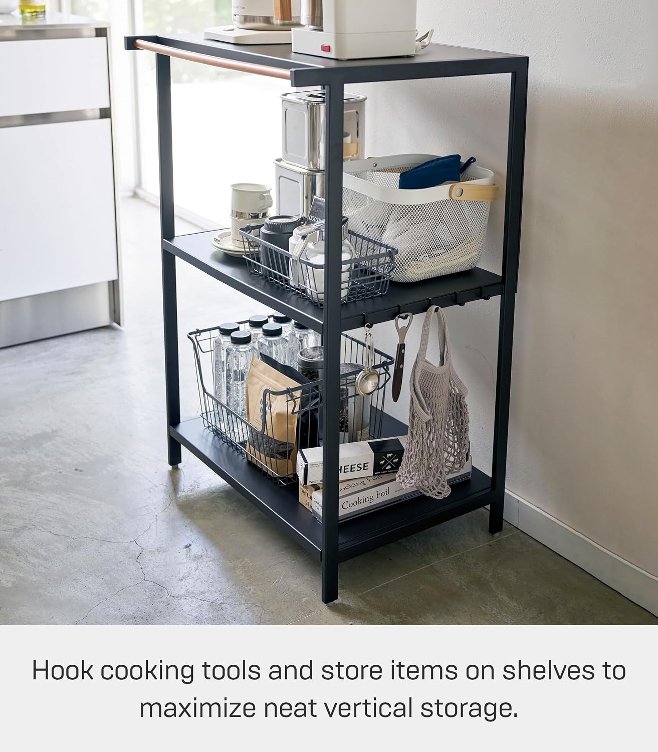 image:imageYAMAZAKI Home Tower Kitchen Appliance Storage Rack Metal Shelving Unit Standing Organizer Heavy Duty Shelves 67Inch Fridge 67 SteelBlack