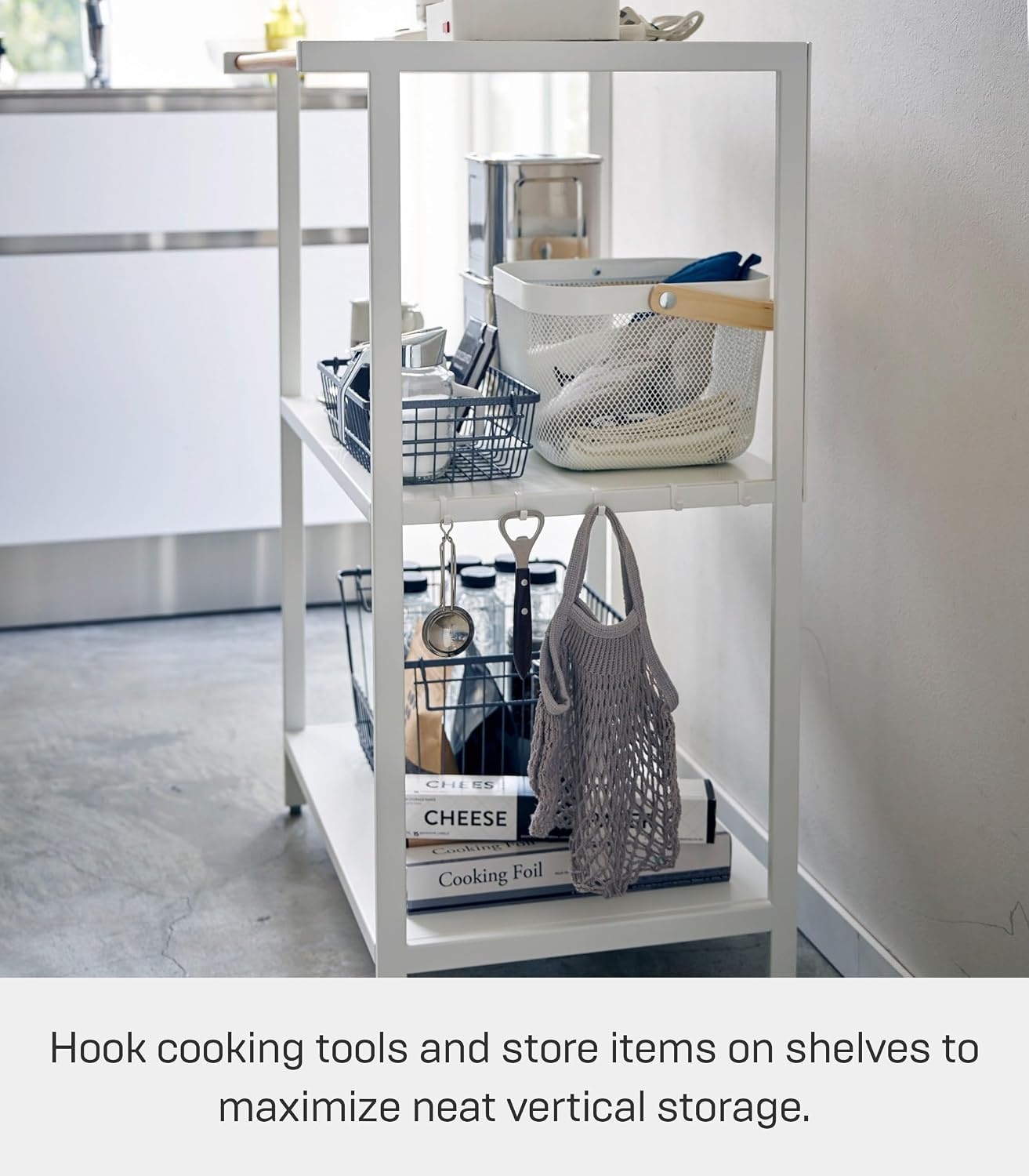 image:imageYAMAZAKI Home Tower Kitchen Appliance Storage Rack Metal Shelving Unit Standing Organizer Heavy Duty Shelves 67Inch Fridge 67 SteelWhite