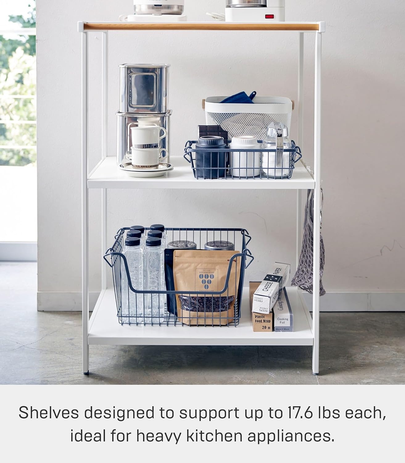 image:imageYAMAZAKI Home Tower Kitchen Appliance Storage Rack Metal Shelving Unit Standing Organizer Heavy Duty Shelves 67Inch Fridge 67 SteelWhite