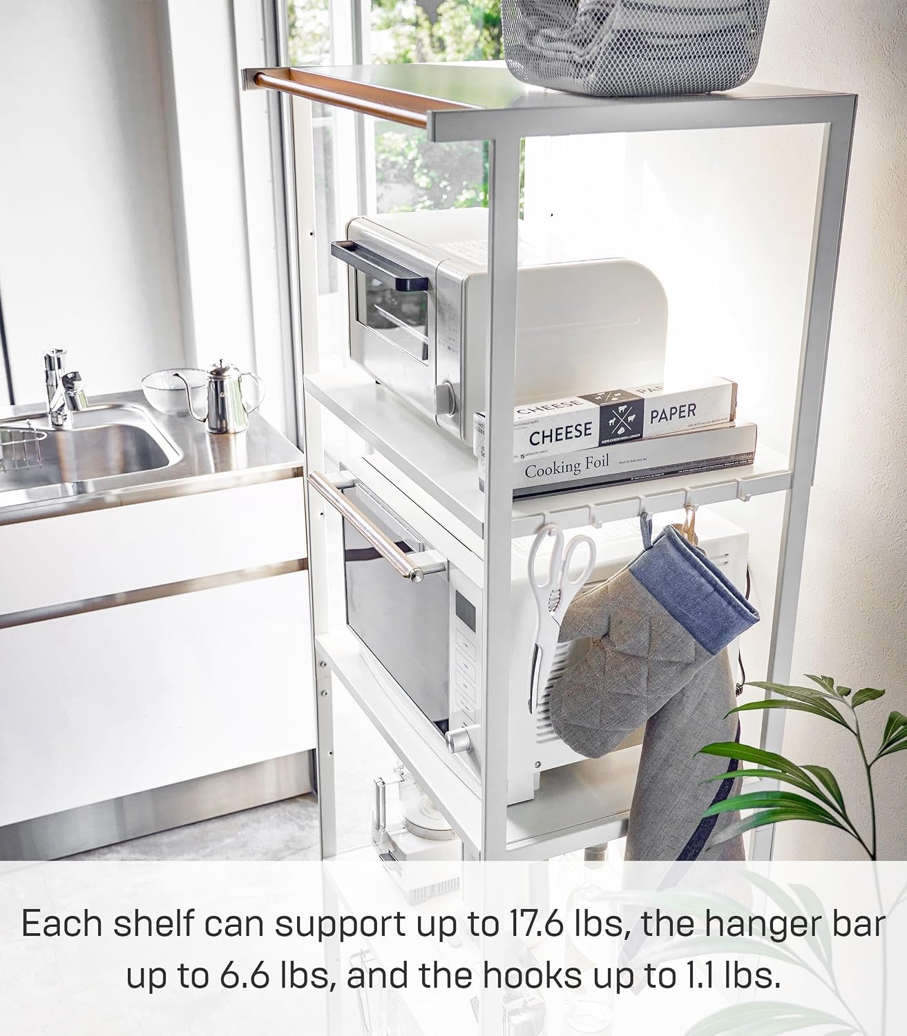 image:imageYAMAZAKI Home Tower Kitchen Appliance Storage Rack Metal Shelving Unit Standing Organizer Heavy Duty Shelves 67Inch Fridge 67 SteelWhite
