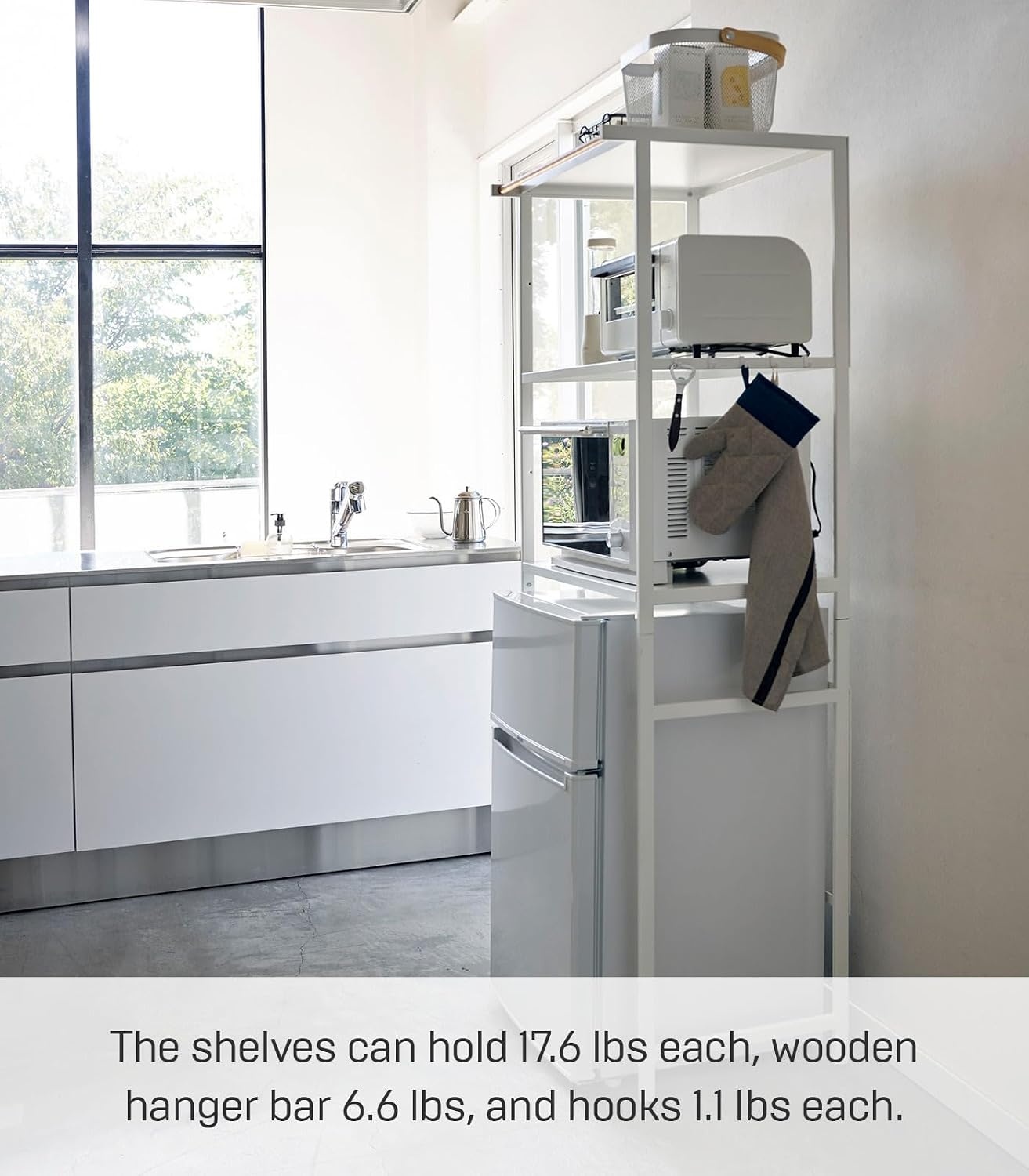 image:imageYAMAZAKI Home Tower Kitchen Appliance Storage Rack Metal Shelving Unit Standing Organizer Heavy Duty Shelves 67Inch Fridge 67 SteelWhite
