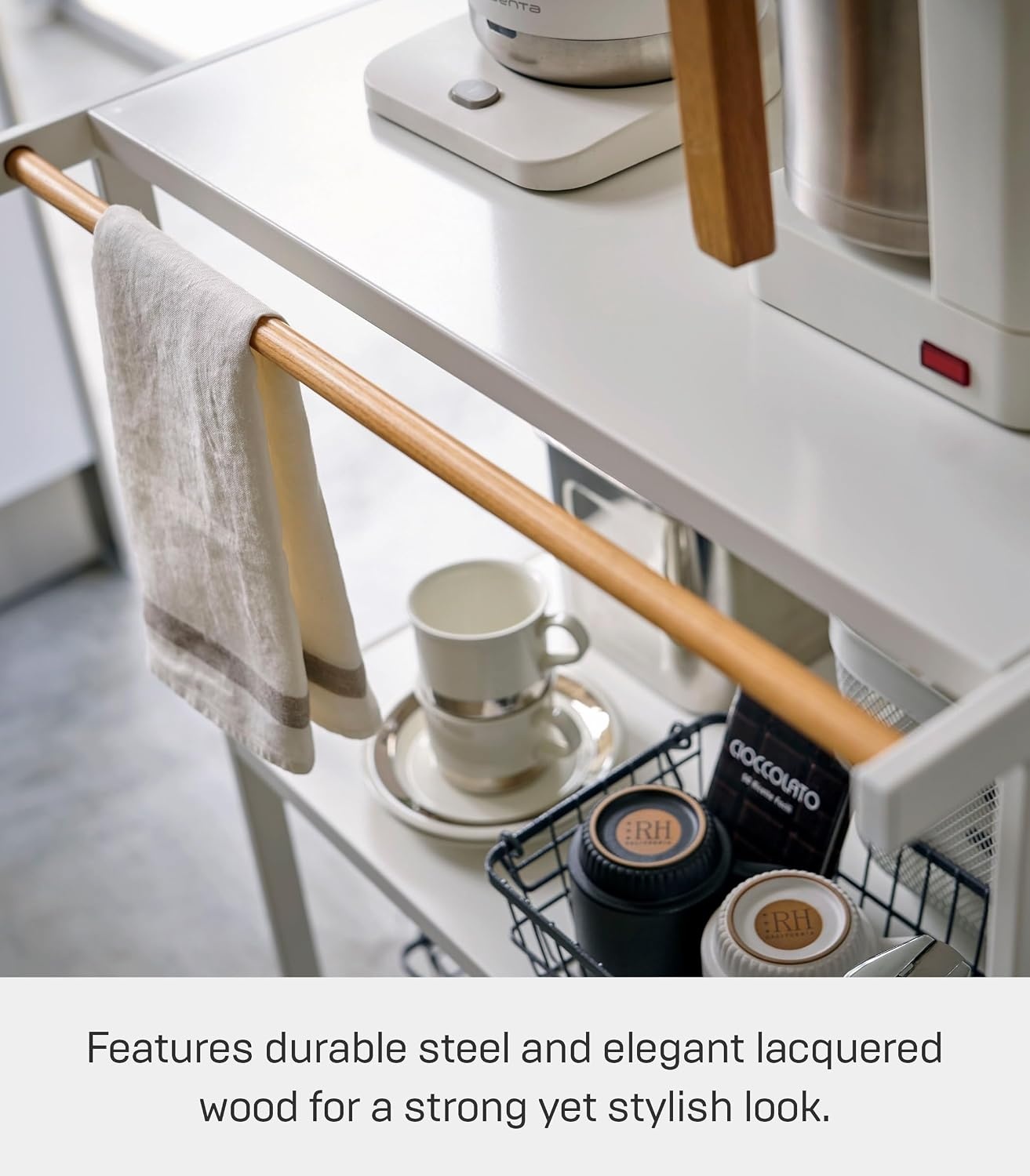 image:imageYAMAZAKI Home Tower Kitchen Appliance Storage Rack Metal Shelving Unit Standing Organizer Heavy Duty Shelves 67Inch Fridge 67 SteelWhite