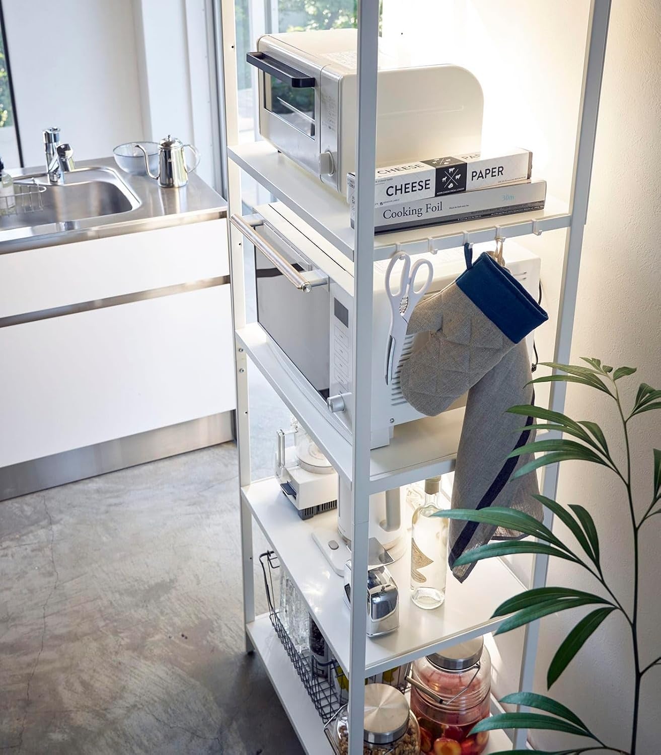 image:imageYAMAZAKI Home Tower Kitchen Appliance Storage Rack Metal Shelving Unit Standing Organizer Heavy Duty Shelves 67Inch Fridge 67 SteelWhite