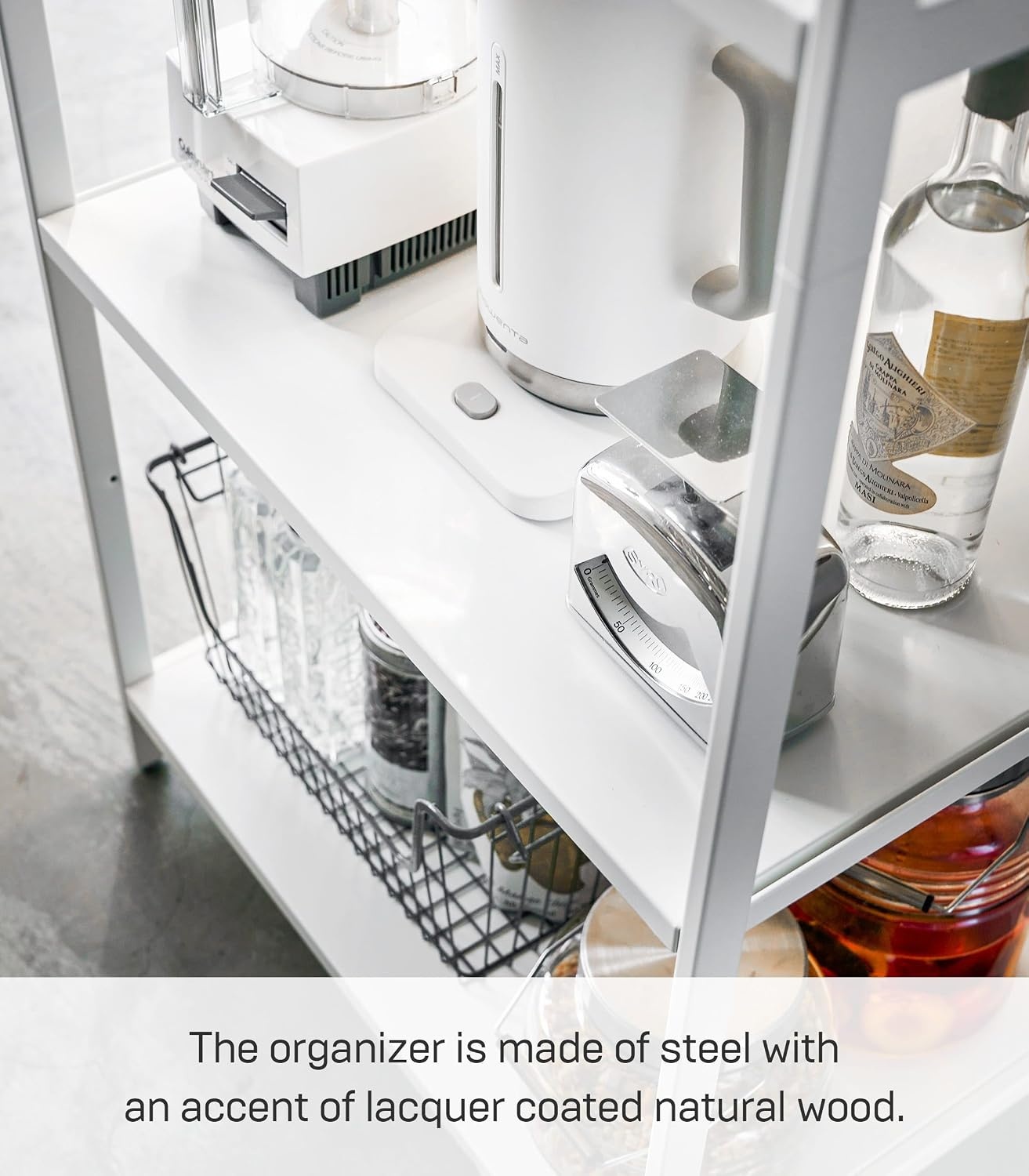 image:imageYAMAZAKI Home Tower Kitchen Appliance Storage Rack Metal Shelving Unit Standing Organizer Heavy Duty Shelves 67Inch Fridge 67 SteelWhite