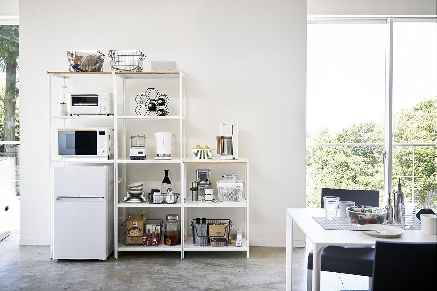 image:imageYAMAZAKI Home Tower Kitchen Appliance Storage Rack Metal Shelving Unit Standing Organizer Heavy Duty Shelves 67Inch Fridge 67 SteelWhite
