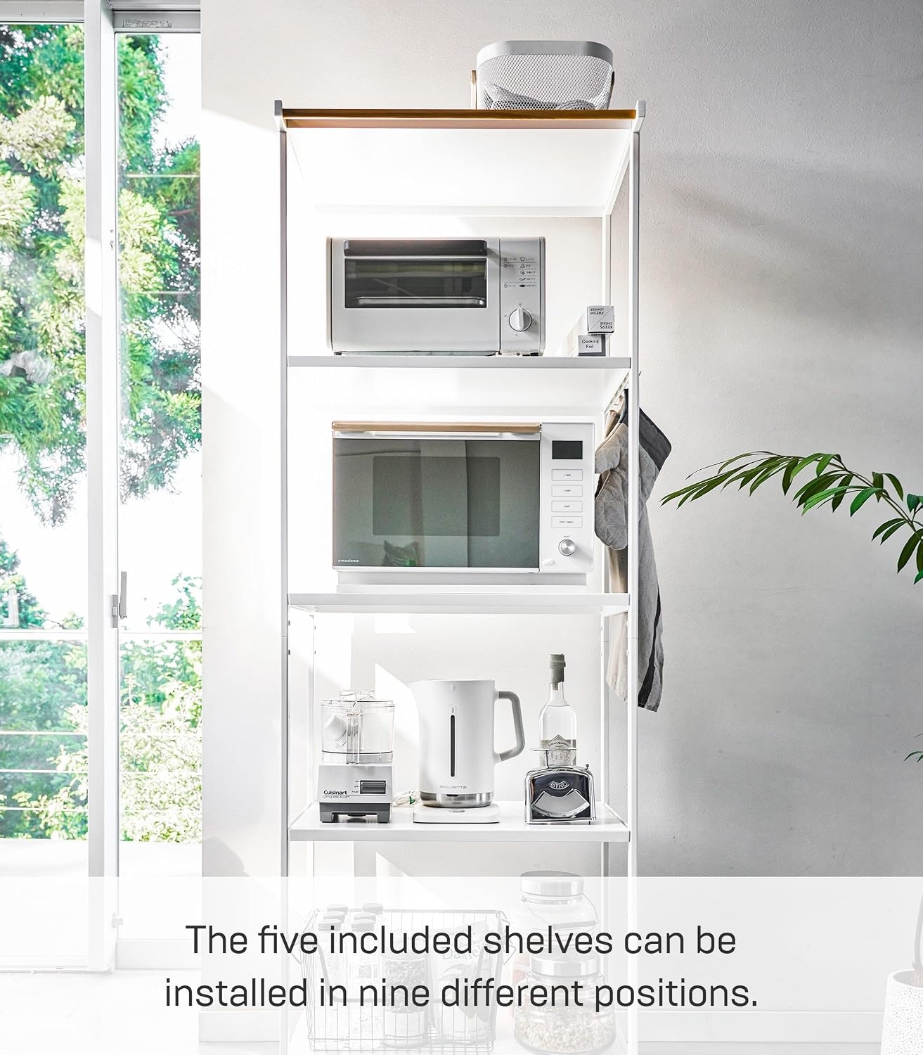 image:imageYAMAZAKI Home Tower Kitchen Appliance Storage Rack Metal Shelving Unit Standing Organizer Heavy Duty Shelves 67Inch Fridge 67 SteelWhite