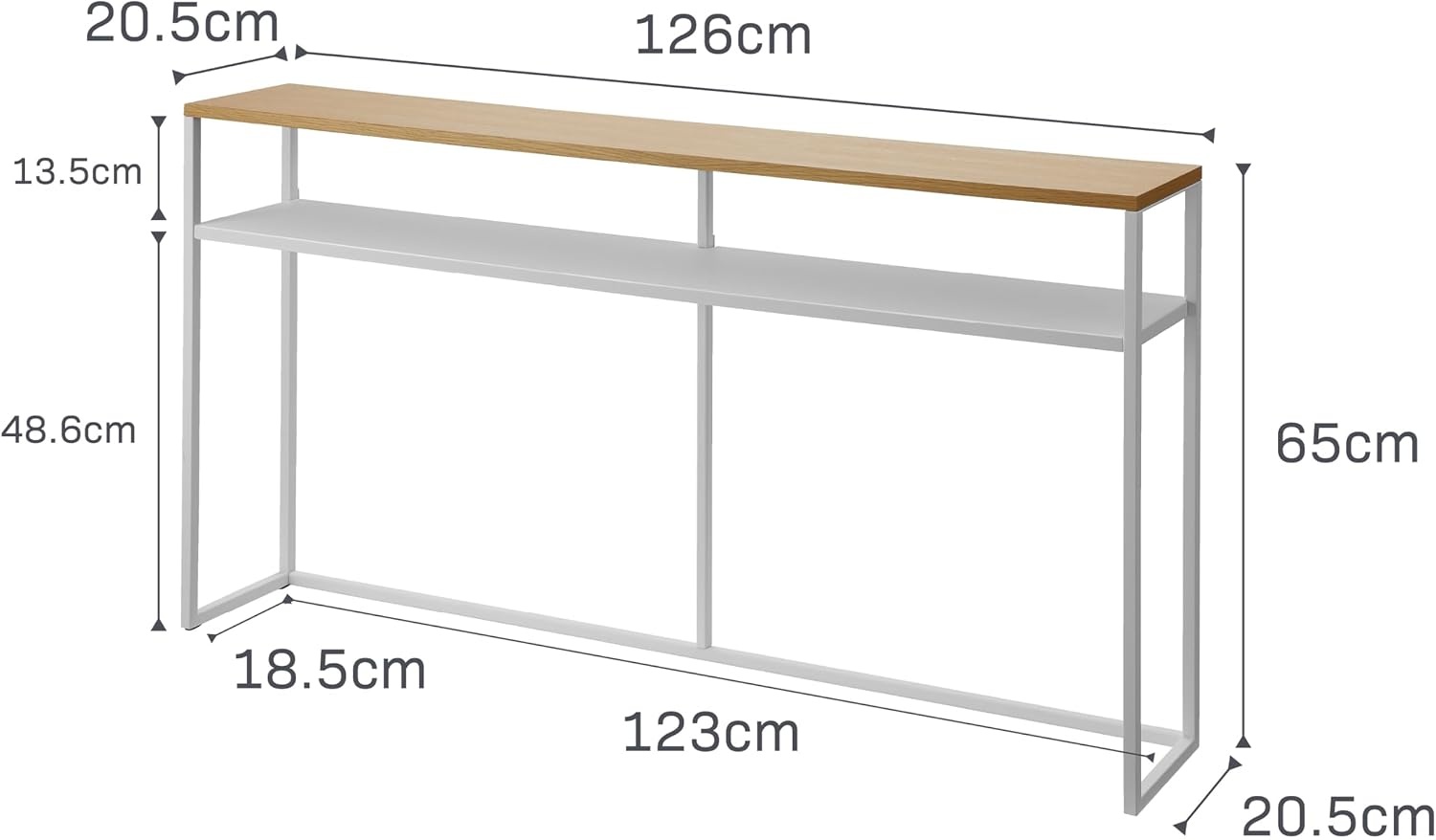 image:imageYAMAZAKI Home Tower Long Console Table for Entryway Or Hallways Narrow Behnd Sofa Table with Wooden TopBlack
