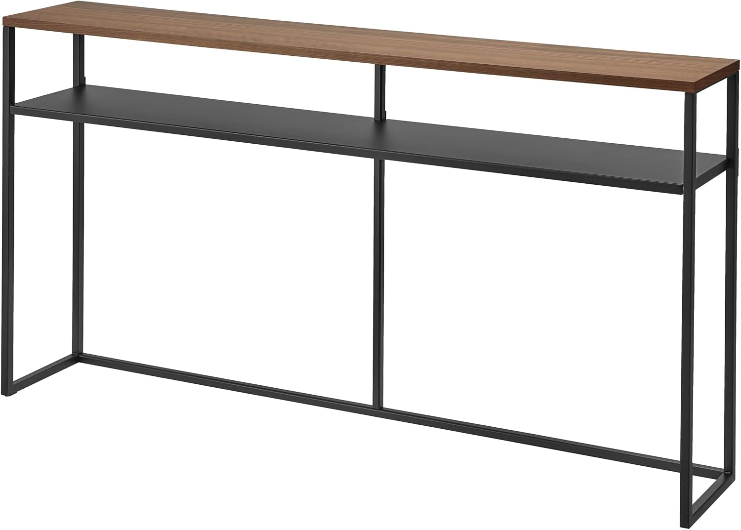 image:imageYAMAZAKI Home Tower Long Console Table for Entryway Or Hallways Narrow Behnd Sofa Table with Wooden TopBlack