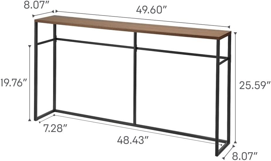 image:imageYAMAZAKI Home Tower Long Console Table for Entryway Or Hallways Narrow Behnd Sofa Table with Wooden TopBlack