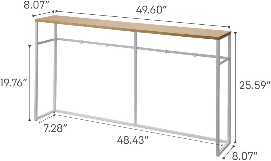 image:imageYAMAZAKI Home Tower Long Console Table for Entryway Or Hallways Narrow Behnd Sofa Table with Wooden TopWhite