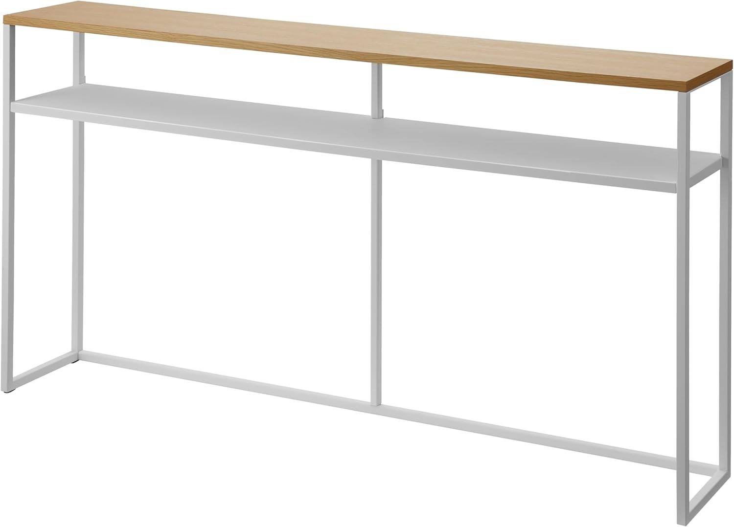 image:imageYAMAZAKI Home Tower Long Console Table for Entryway Or Hallways Narrow Behnd Sofa Table with Wooden TopWhite