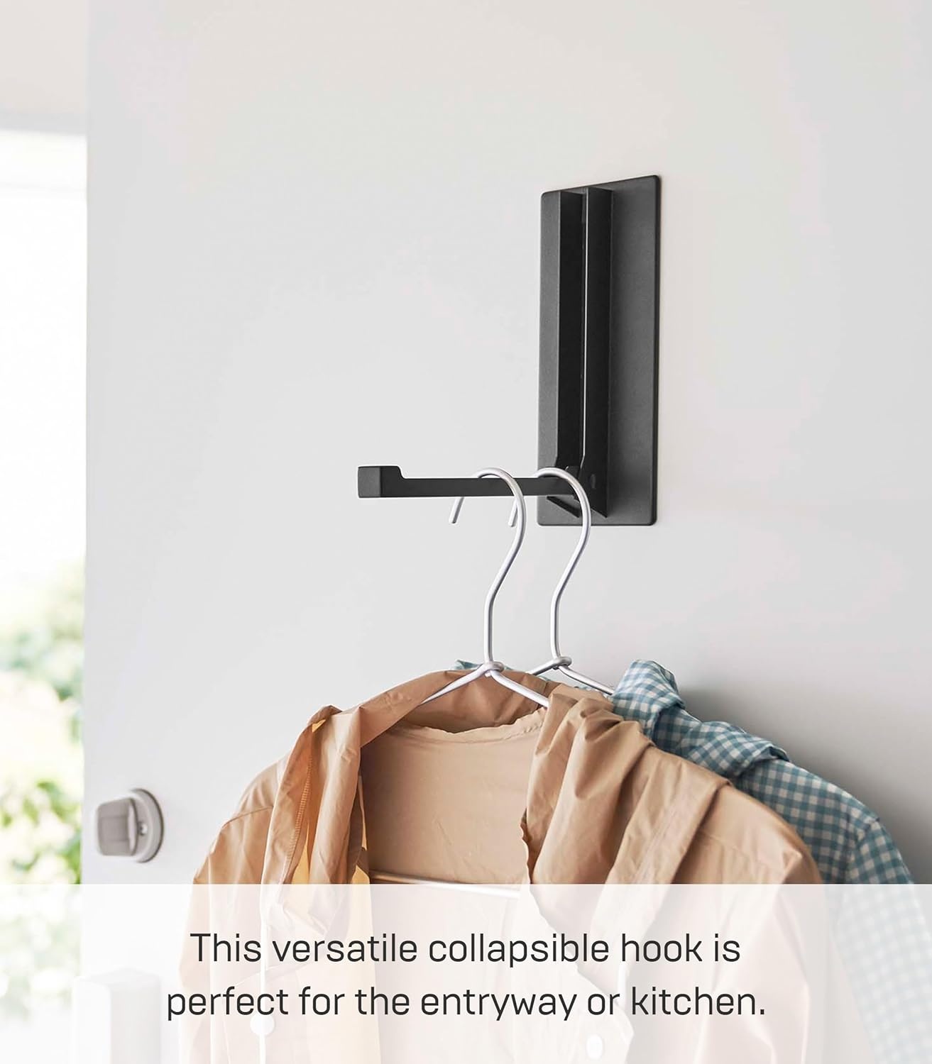 image:imageYAMAZAKI Home Tower Magnetic Folding Hook for Wall Door Or Refrigerator Collapsible Coat Bag Or Umbrella Metal Hanger SteelBlack