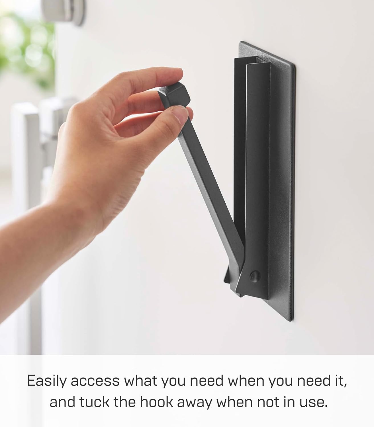 image:imageYAMAZAKI Home Tower Magnetic Folding Hook for Wall Door Or Refrigerator Collapsible Coat Bag Or Umbrella Metal Hanger SteelBlack