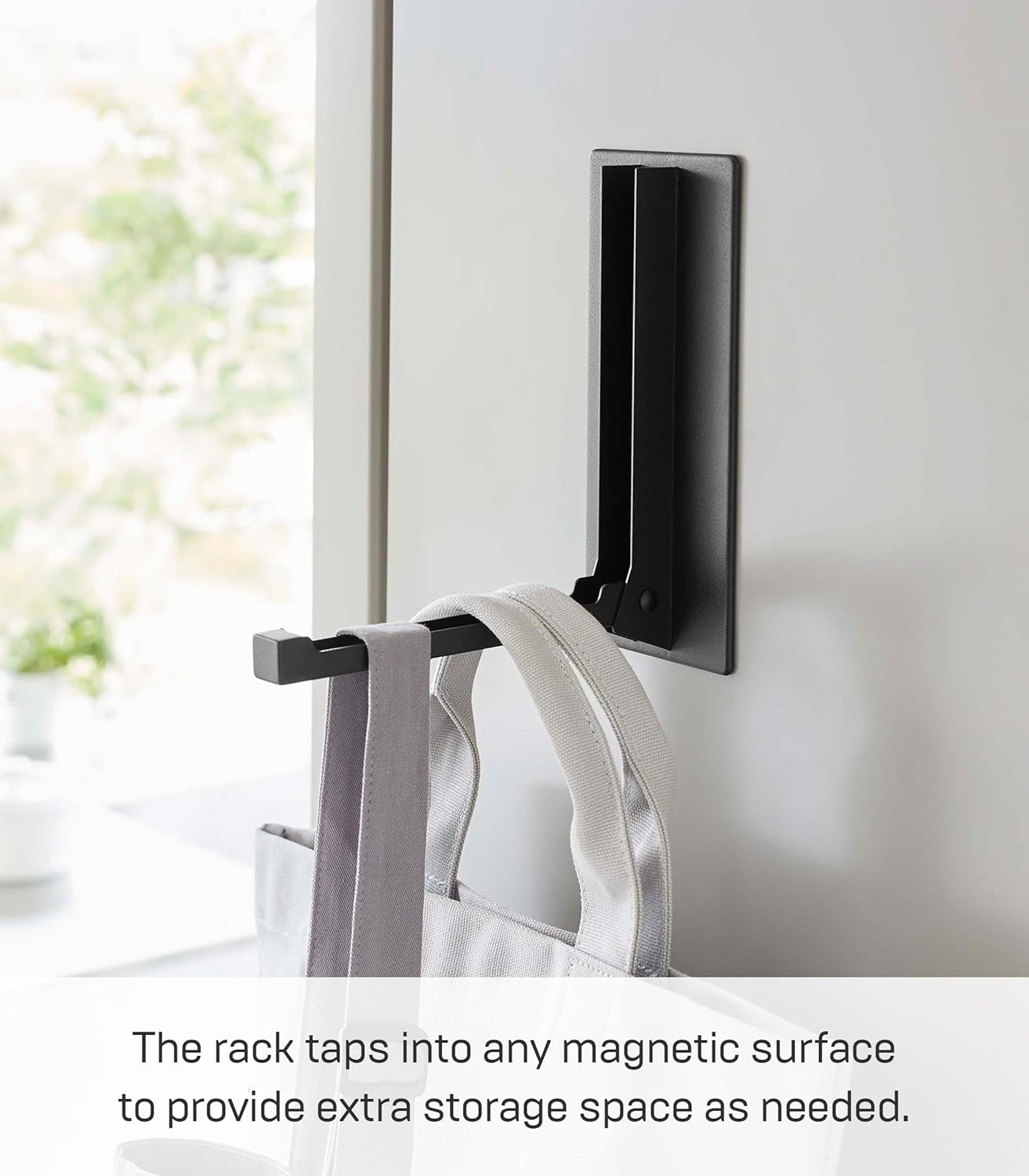 image:imageYAMAZAKI Home Tower Magnetic Folding Hook for Wall Door Or Refrigerator Collapsible Coat Bag Or Umbrella Metal Hanger SteelBlack