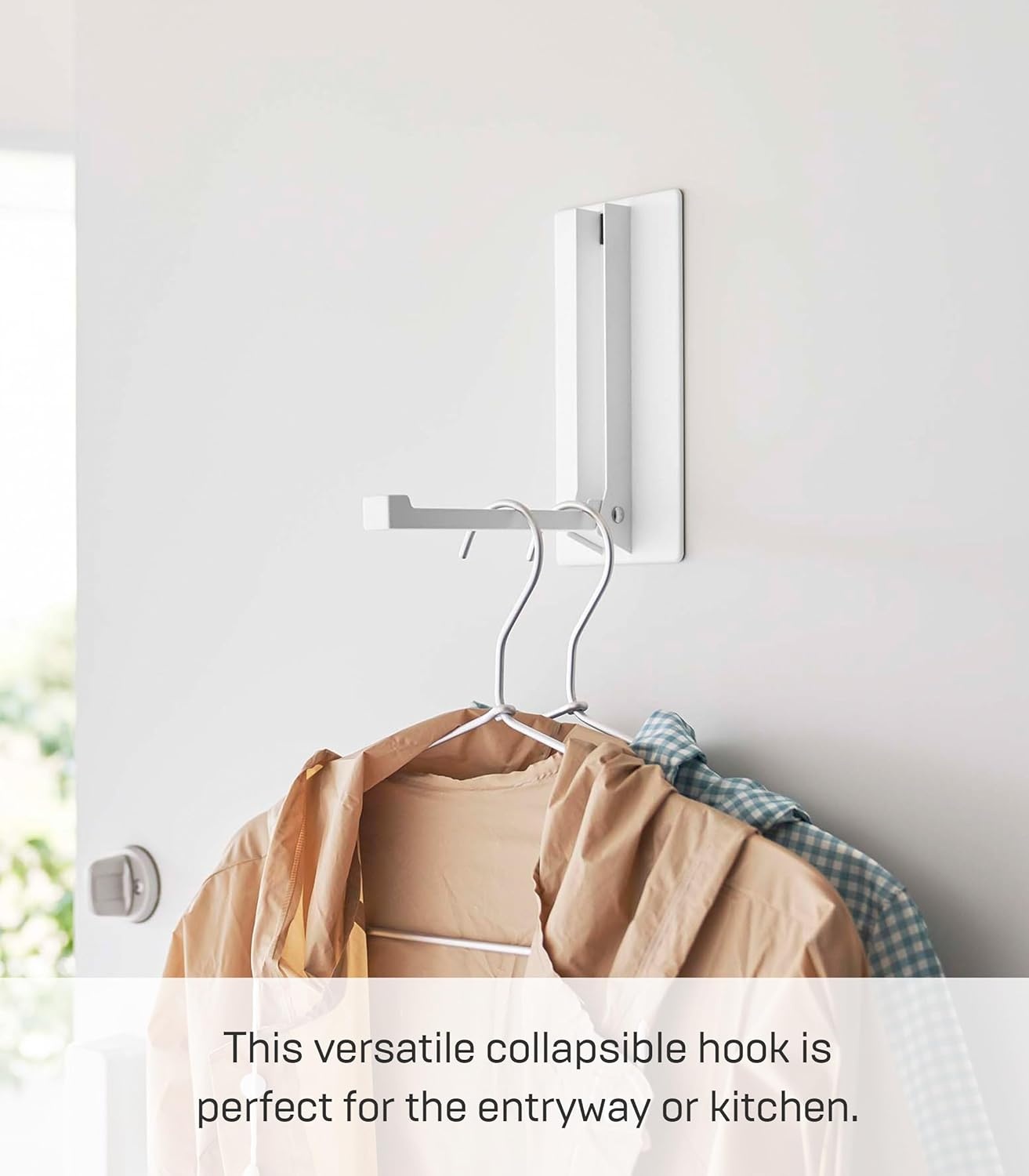 image:imageYAMAZAKI Home Tower Magnetic Folding Hook for Wall Door Or Refrigerator Collapsible Coat Bag Or Umbrella Metal Hanger SteelWhite