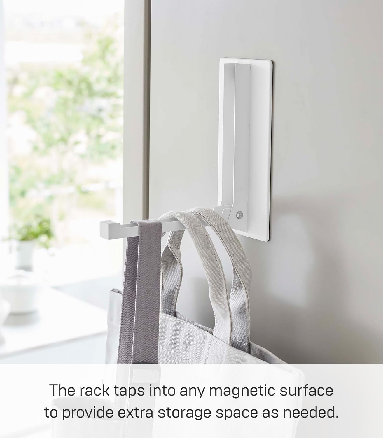 image:imageYAMAZAKI Home Tower Magnetic Folding Hook for Wall Door Or Refrigerator Collapsible Coat Bag Or Umbrella Metal Hanger SteelWhite