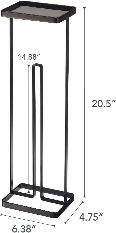 image:imageYAMAZAKI Home Tower Roll Paper Stand with Tray Steel Holds 3 Toilet Paper RollsBlack