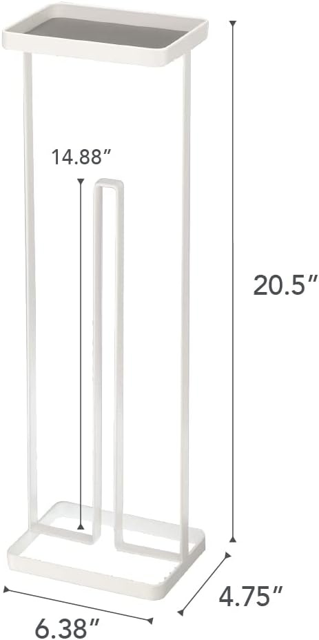 image:imageYAMAZAKI Home Tower Roll Paper Stand with Tray Steel Holds 3 Toilet Paper RollsWhite