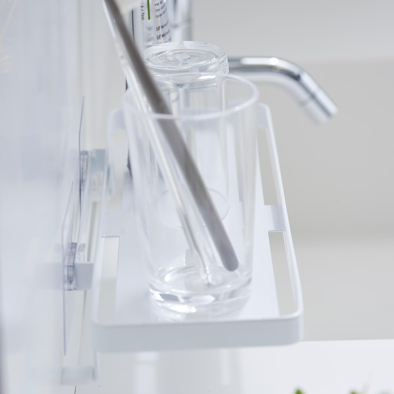 image:imageYAMAZAKI Home Tower SelfAdhesive Bathroom Sink Organizer Rack Versatile Storage For Toothbrushes Makeup Hair Products Easy Installation On Tile Plastic Metal SpaceSaving Tray SteelWhite
