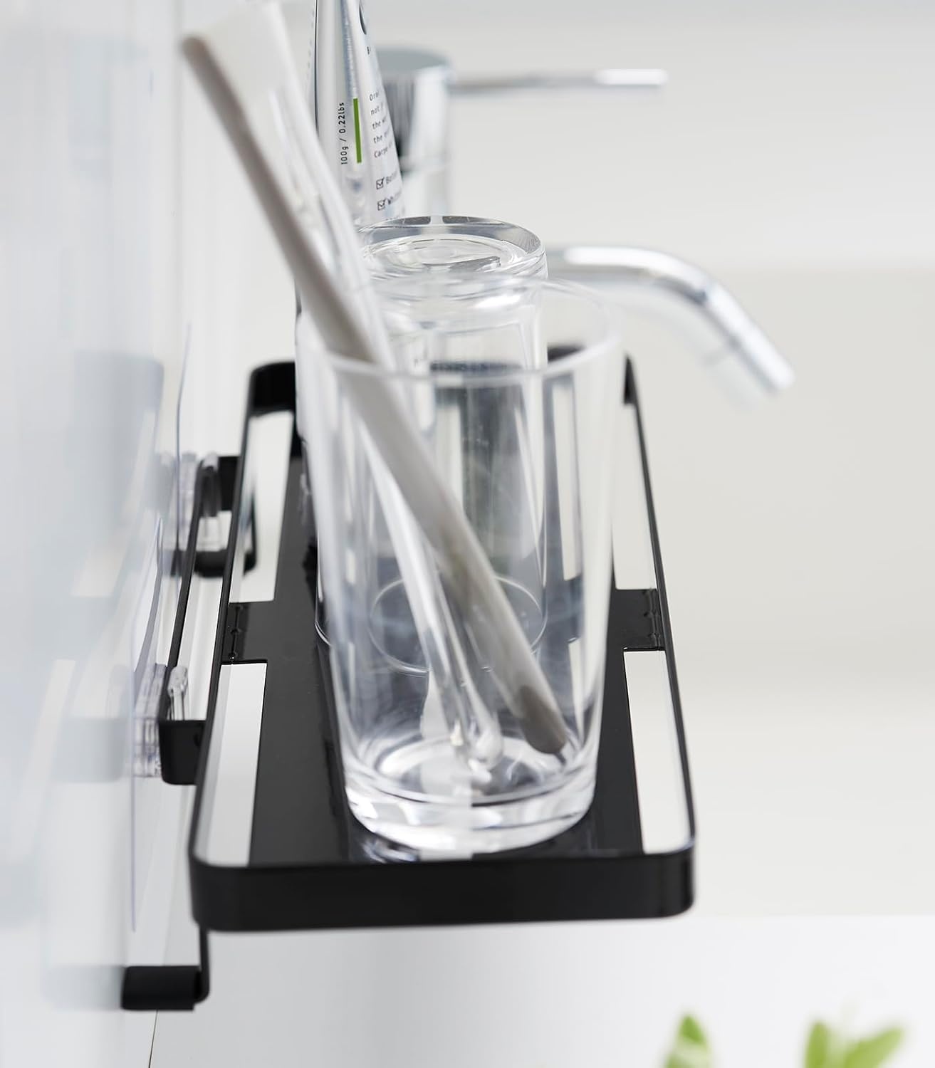 image:imageYAMAZAKI Home Tower SelfAdhesive Bathroom Sink Organizer Rack Versatile Storage For Toothbrushes Makeup Hair Products Easy Installation On Tile Plastic Metal SpaceSaving Tray SteelBlack