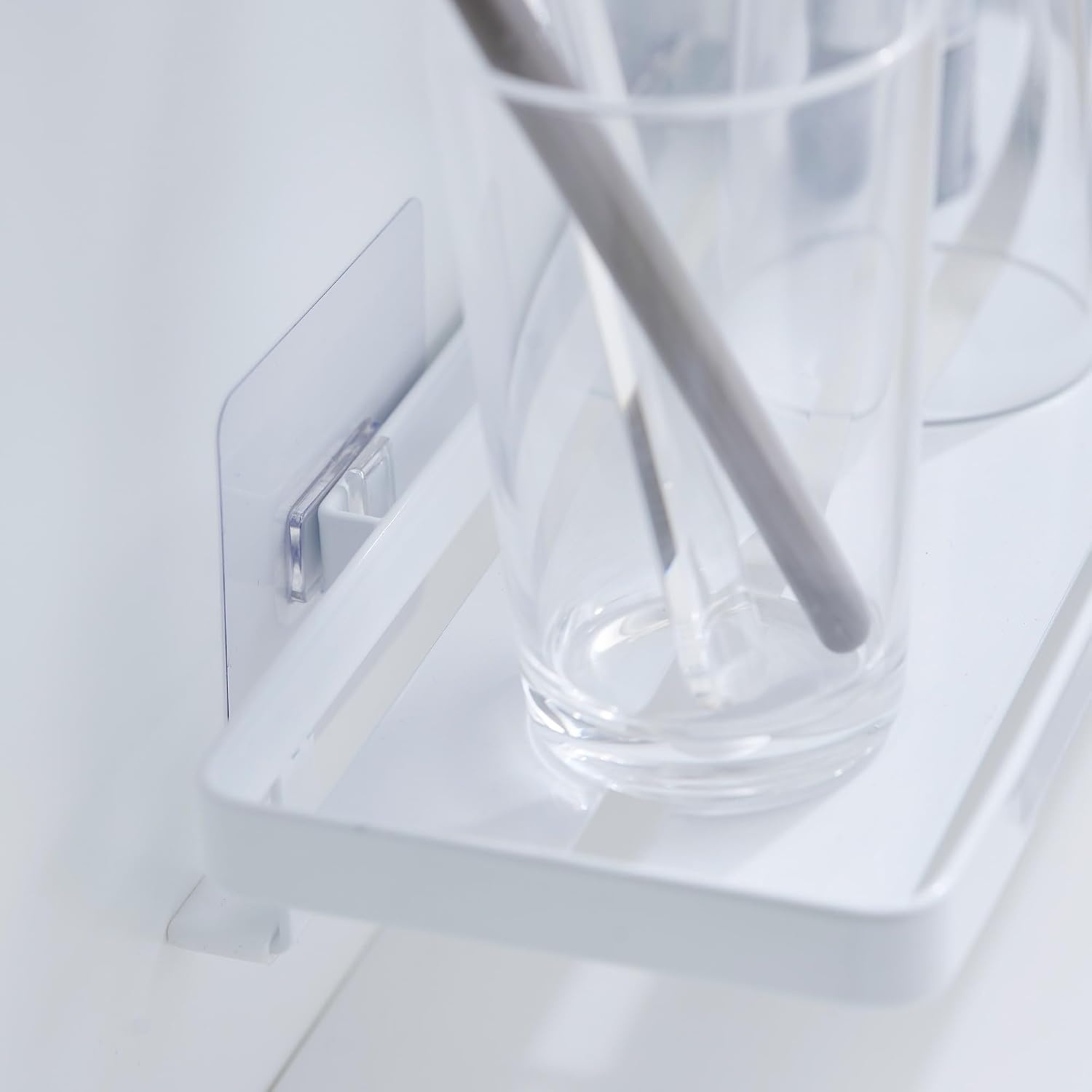 image:imageYAMAZAKI Home Tower SelfAdhesive Bathroom Sink Organizer Rack Versatile Storage For Toothbrushes Makeup Hair Products Easy Installation On Tile Plastic Metal SpaceSaving Tray SteelWhite
