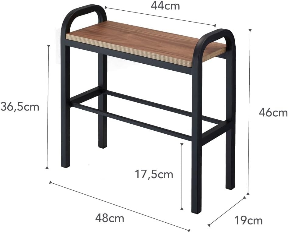 image:imageYAMAZAKI Home Tower Shoe Organizer Rack With Wooden Bench Top Storage Table For Entryway With Handles 18 Steel Wood Holds 4 Pairs Of ShoesBlack