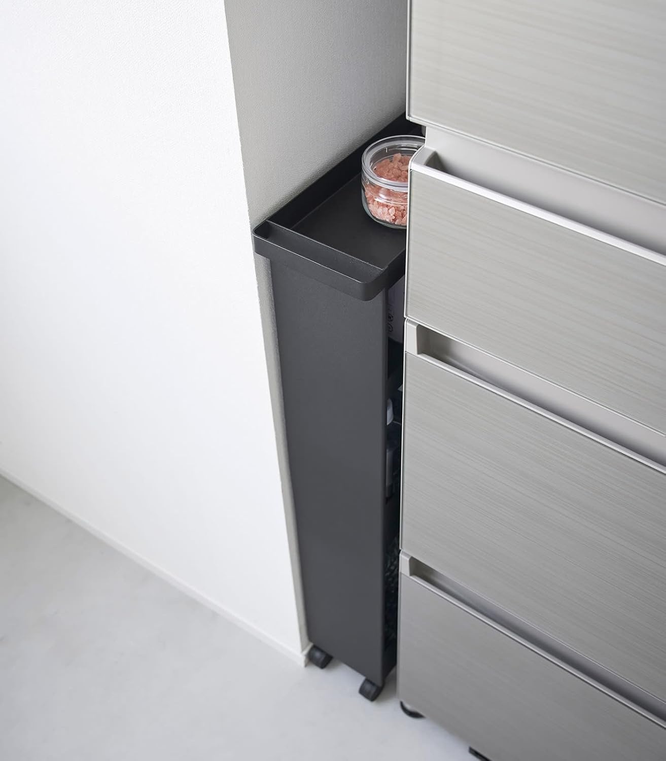 image:imageYAMAZAKI Home Tower Slim 4Tier Rolling Storage Cart Mobile Organizer for Kitchen Or Bathroom 317 Steel Black