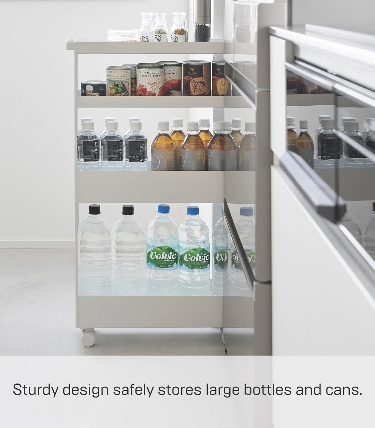 image:imageYAMAZAKI Home Tower Slim 4Tier Rolling Storage Cart Mobile Organizer for Kitchen Or Bathroom 317 Steel White