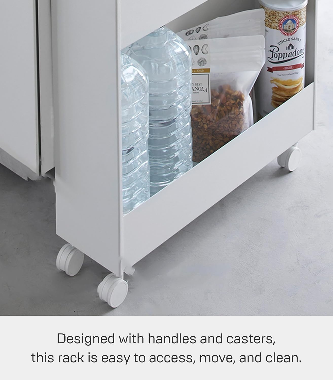 image:imageYAMAZAKI Home Tower Slim 4Tier Rolling Storage Cart Mobile Organizer for Kitchen Or Bathroom 317 Steel White