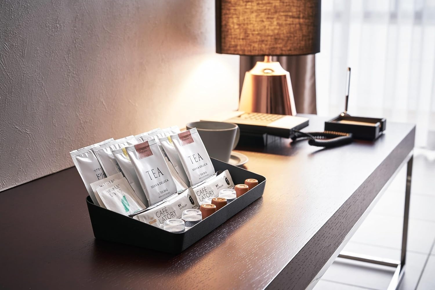 image:imageYAMAZAKI Home Tower Space Saving Vanity Tray 35 X 35 SteelBlack