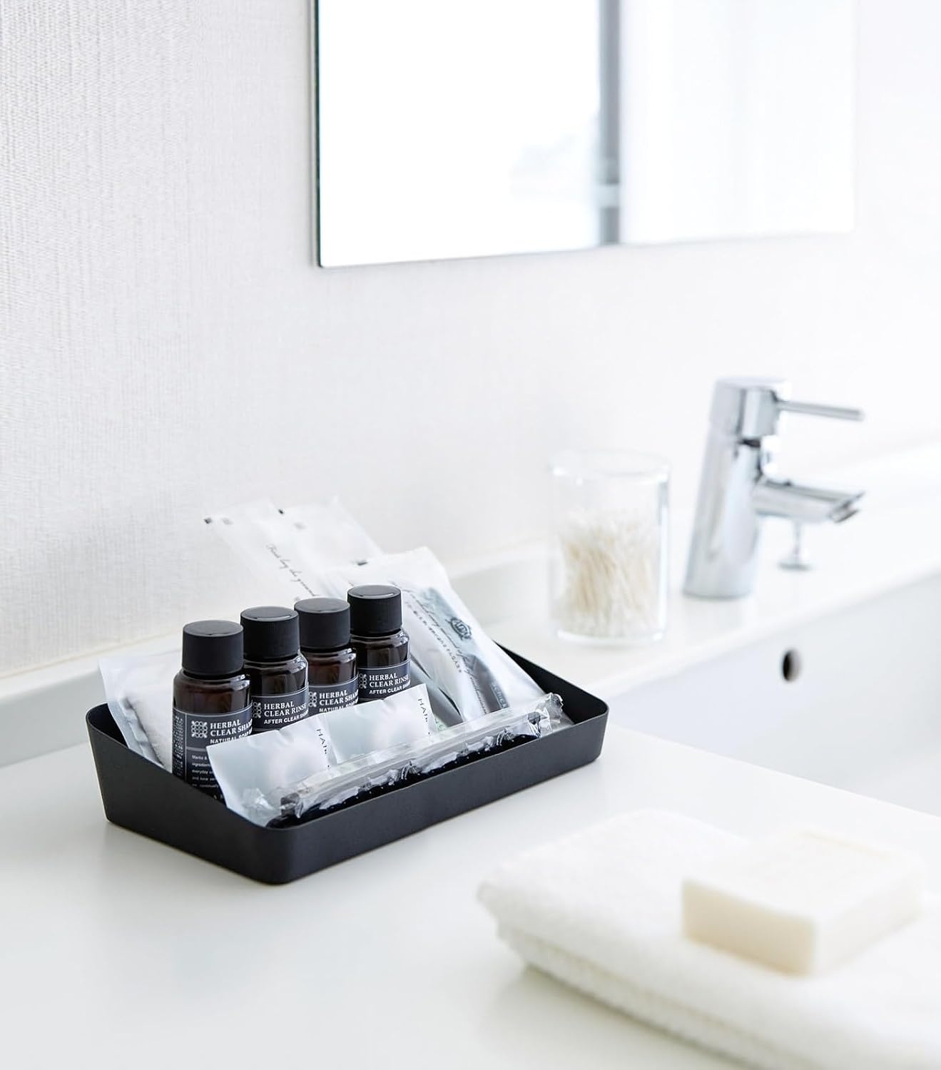 image:imageYAMAZAKI Home Tower Space Saving Vanity Tray 35 X 35 SteelBlack
