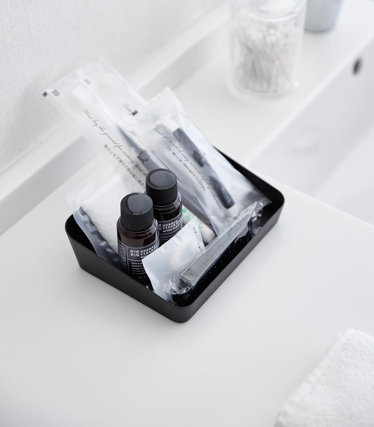 image:imageYAMAZAKI Home Tower Space Saving Vanity Tray 35 X 35 SteelBlack