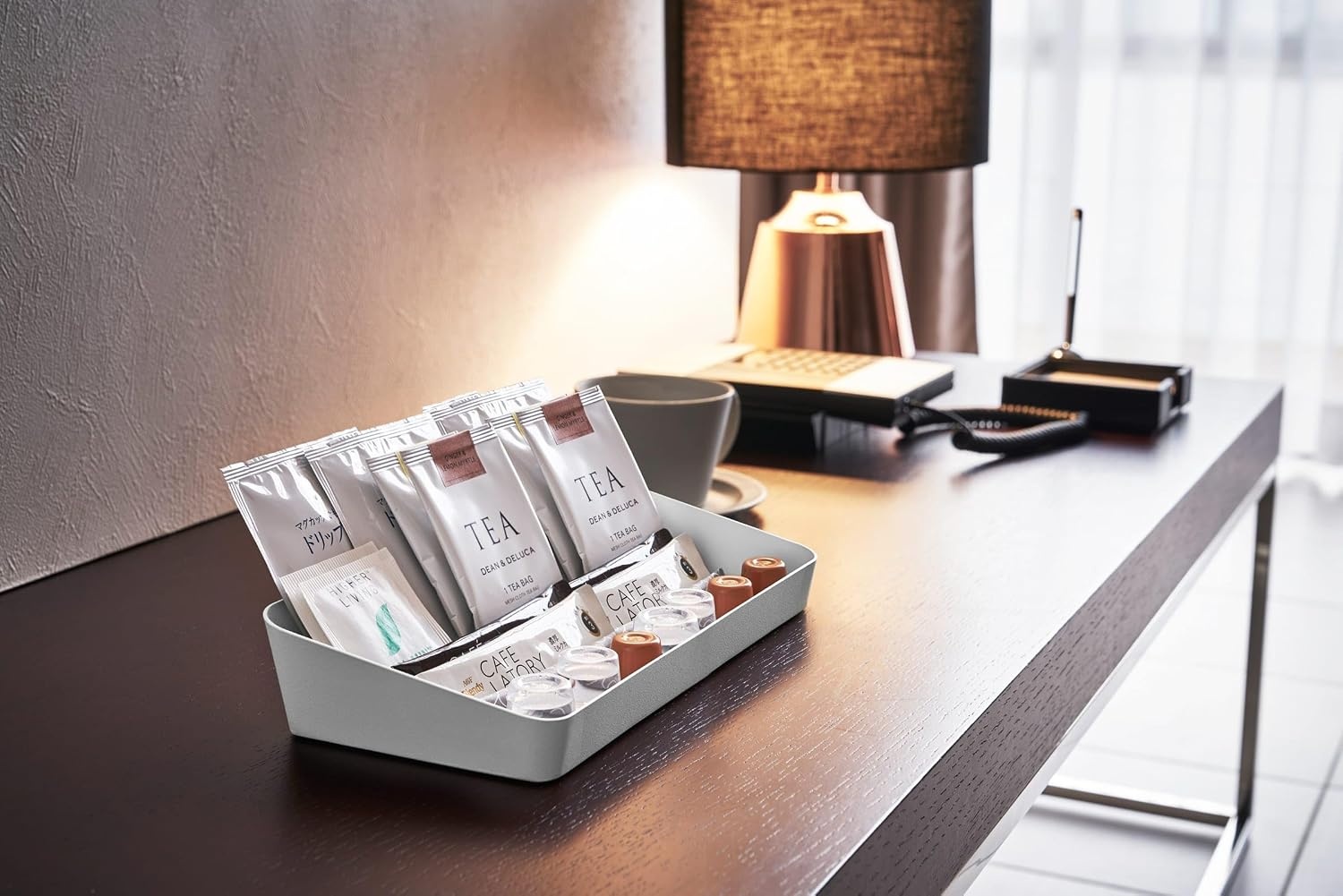 image:imageYAMAZAKI Home Tower Space Saving Vanity Tray 35 X 35 SteelBlack