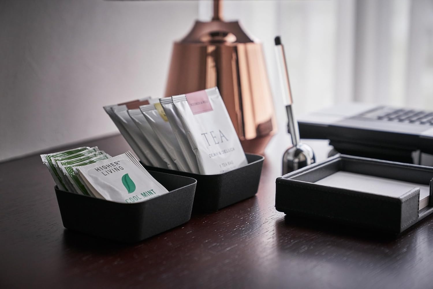 image:imageYAMAZAKI Home Tower Space Saving Vanity Tray 35 X 35 SteelBlack