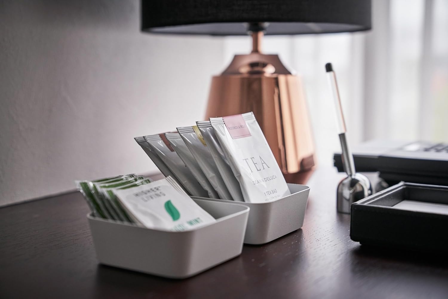 image:imageYAMAZAKI Home Tower Space Saving Vanity Tray 35 X 35 SteelWhite